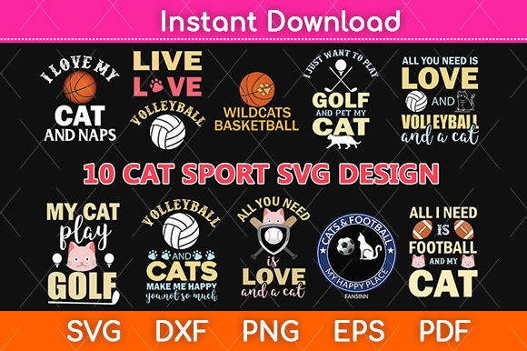 Download Cat Sports Svg Design Digital Cut Files - Digital cut files Collection