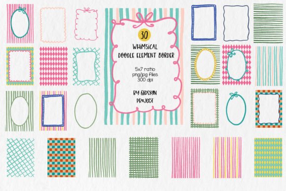 Download Whimsical Doodle Border Frames Set - Whimsical Collection